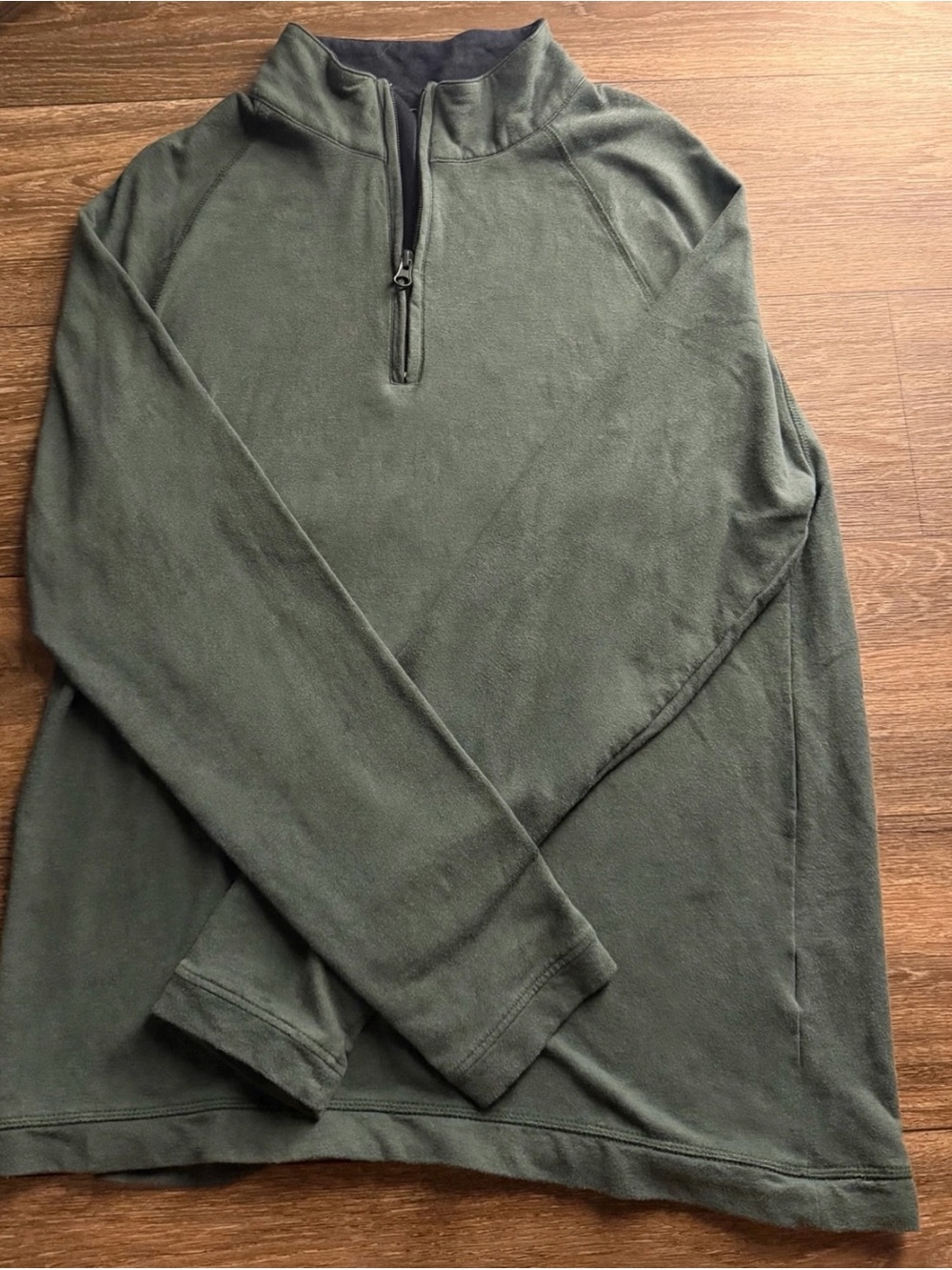 Men's Quarter-Zip Pullover Green and Navy